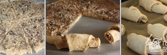 быстрые творожные круассаны с яблочно-ореховой начинкой