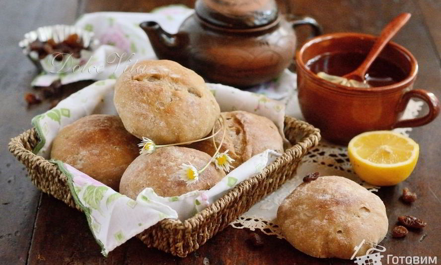 Рецепт заварных пшенично-ржаные булочки с изюмом