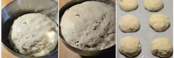 заварные пшенично-ржаные булочки с изюмом