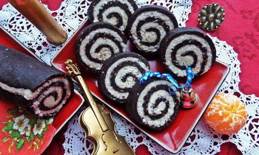 Рецепт быстрого кокосово-шоколадный рулет