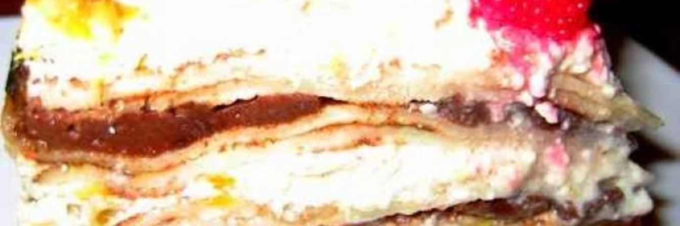 Домашний чизкейк с блинами и творогом