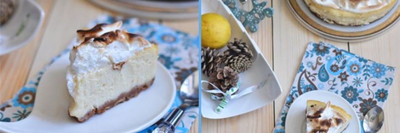 Лимонный чизкейк с запеченной меренгой