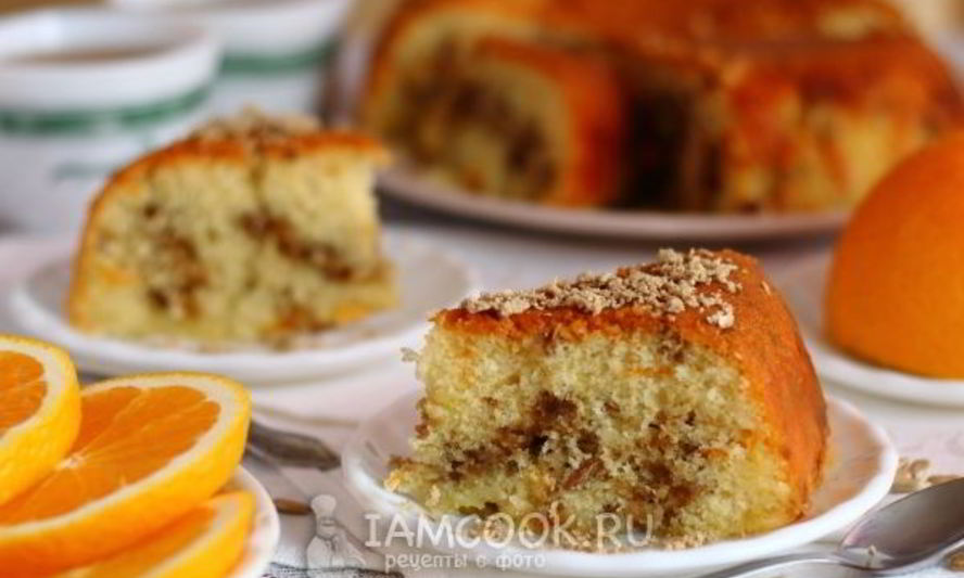Рецепт апельсинового кекса с халвой в мультиварке