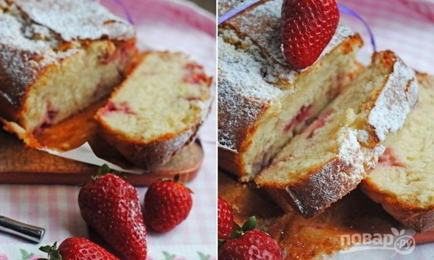 Рецепт кекса с клубникой