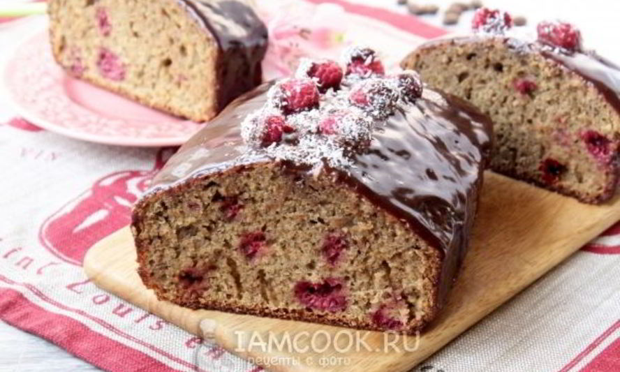 Рецепт кофейного кекса с малиной