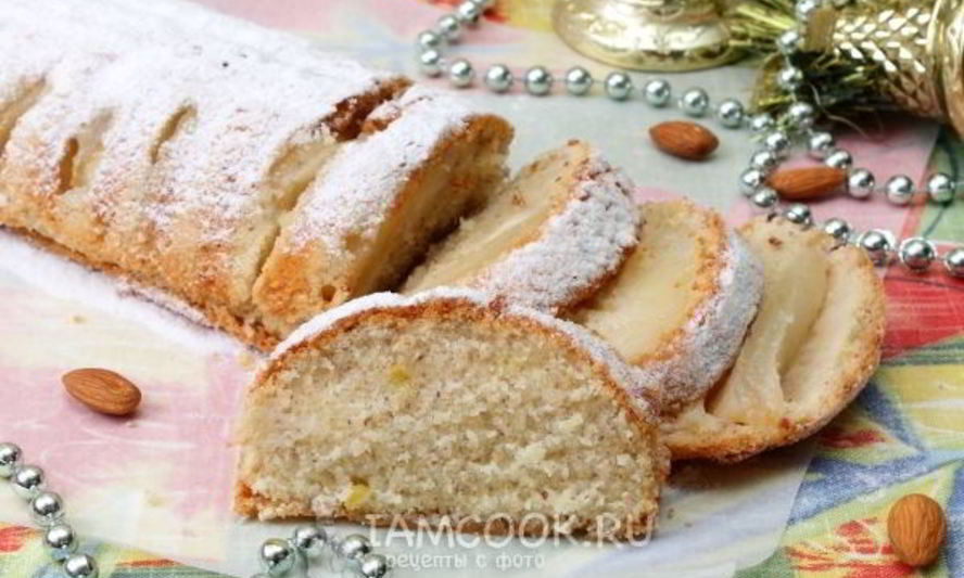 Рецепт лимонного кекса с грушами и миндалем