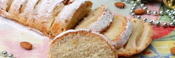 лимонный кекс с грушами и миндалем