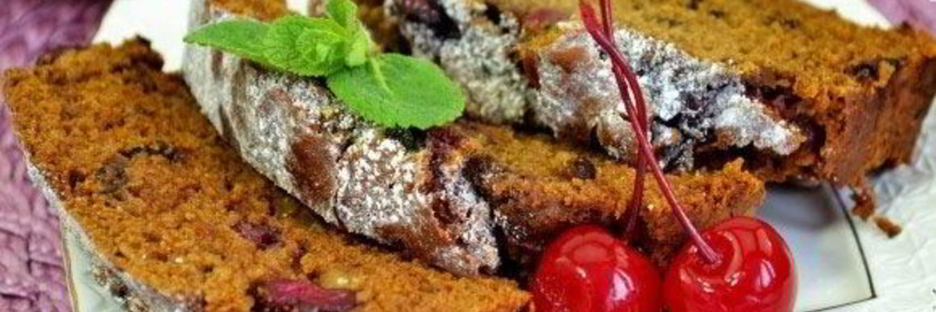 Постный кекс с вишней