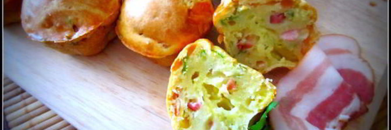 Сырные кексы с ветчиной и зеленью