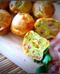 Сырные кексы с ветчиной и зеленью