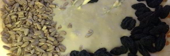 хлеб без замеса с изюмом и семечками