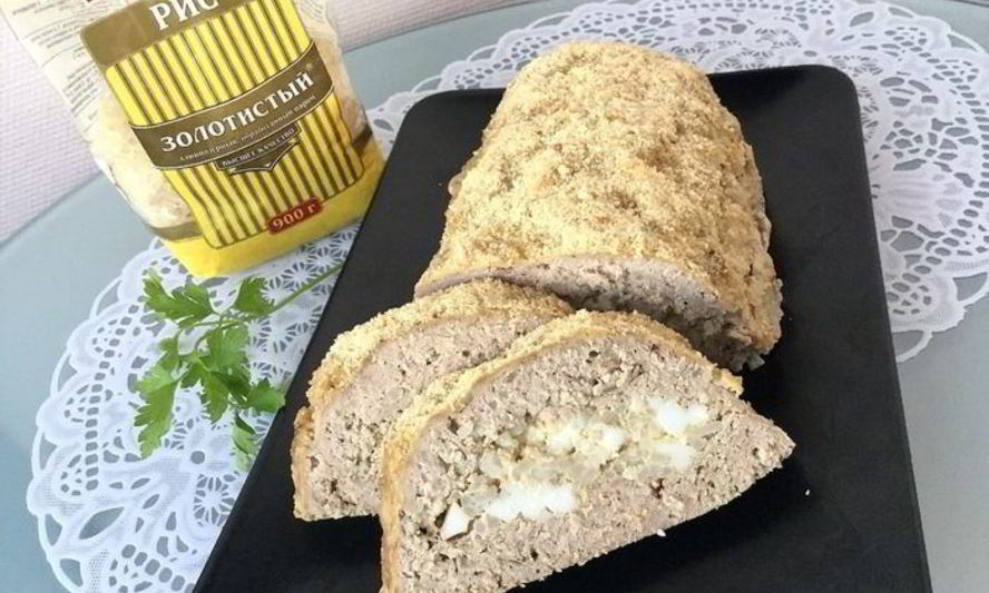 Рецепт мясного хлеба с рисовой начинкой