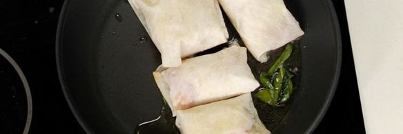 конвертики с гребешками, семгой и сыром