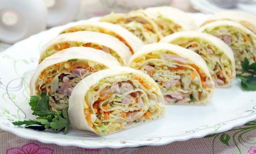 Рецепт быстрой закуски из лаваша