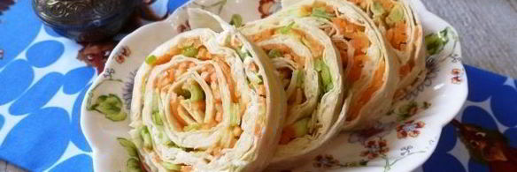 лаваш с корейской морковкой и сыром