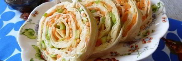 лаваш с корейской морковкой и сыром