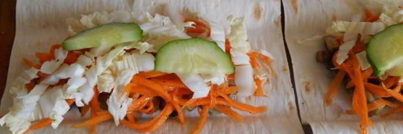 лаваш с курицей, грибами и корейской морковью