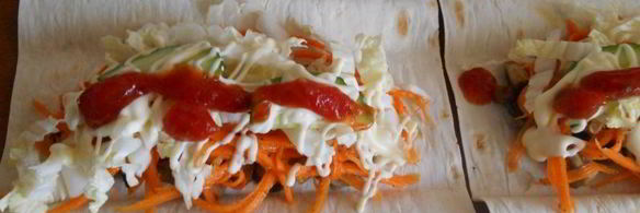 лаваш с курицей, грибами и корейской морковью