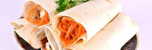 лаваш с курицей, грибами и корейской морковью