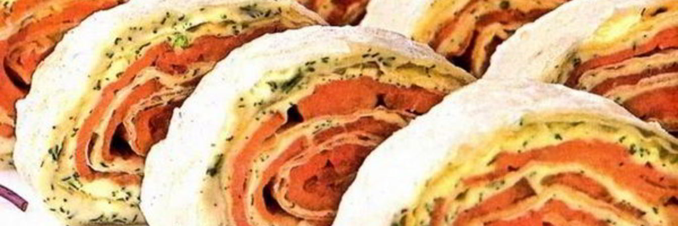 Рулеты из тонкого лаваша с семгой и сыром