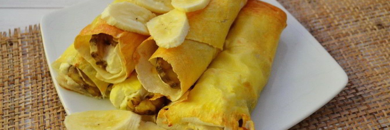 Трубочки из лаваша с творогом и бананом