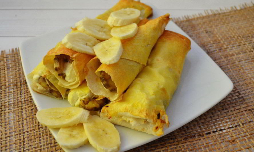 Рецепт трубочек из лаваша с творогом и бананом