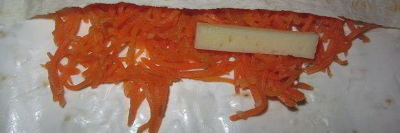 закуска из лаваша и корейской морковки