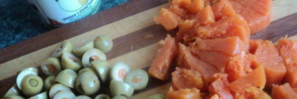 лепешка с тыквой, оливками и луком