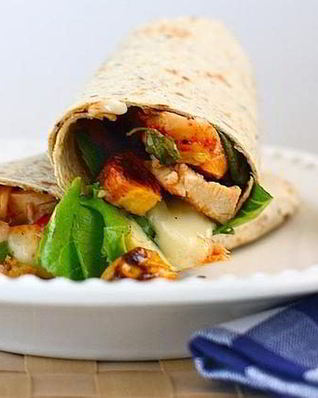 Лепешки с курицей, шпинатом и сыром Бри