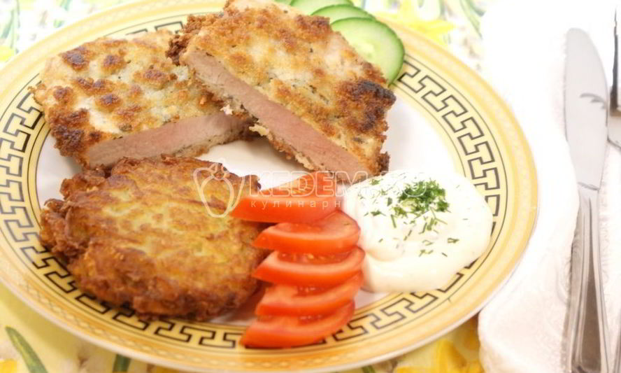 Рецепт шницеля с картофельной лепешкой