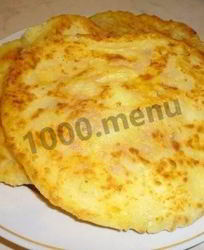 Сырные лепешки на кефире с ветчиной