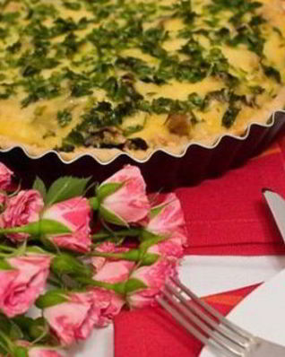 Киш по-французски с курицей и грибами