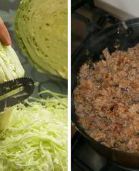 Мясной пирог с капустой