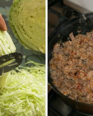 Мясной пирог с капустой