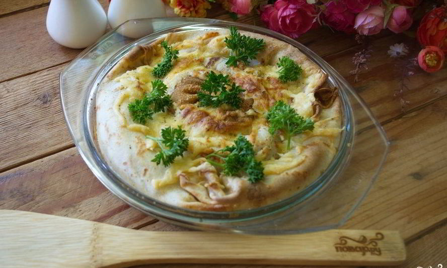 Рецепт пирога блинного с курицей