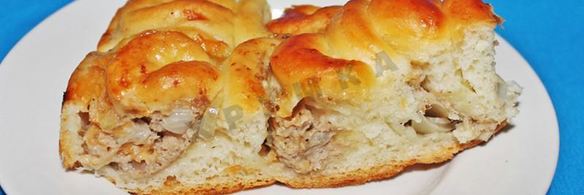 пирог хризантема с фаршем и сыром