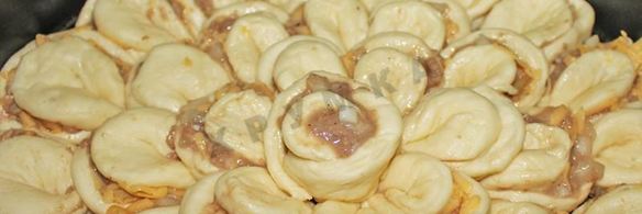 пирог хризантема с фаршем и сыром