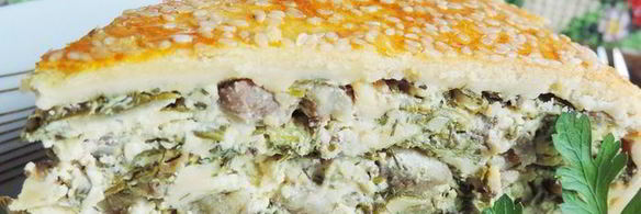 закрытый творожно-сырный пирог с баклажанами и зеленью