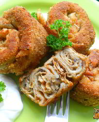 Блинчатые пирожки с грибами Улитки