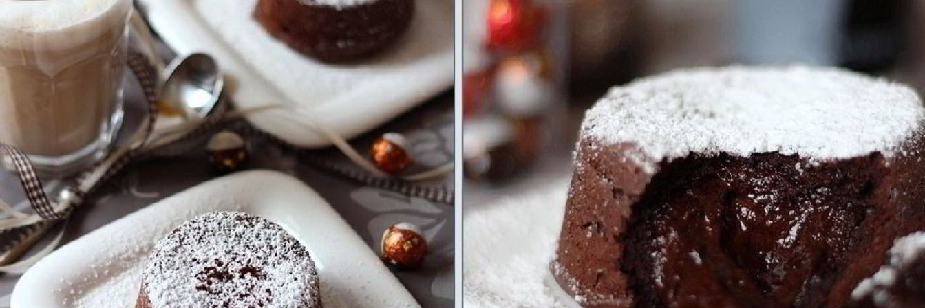 Шоколадное горячее пирожное с жидкой начинкой