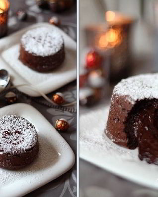 Шоколадное горячее пирожное с жидкой начинкой