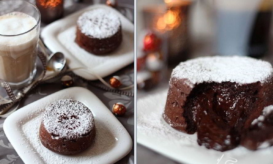 Рецепт шоколадного горячего пирожного с жидкой начинкой