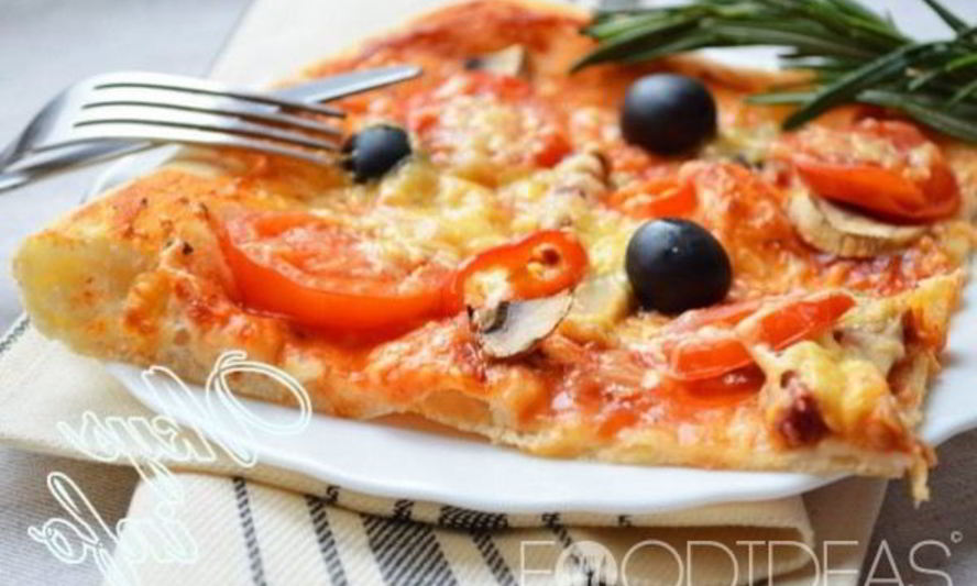 Рецепт пиццы с грибамии и колбасой