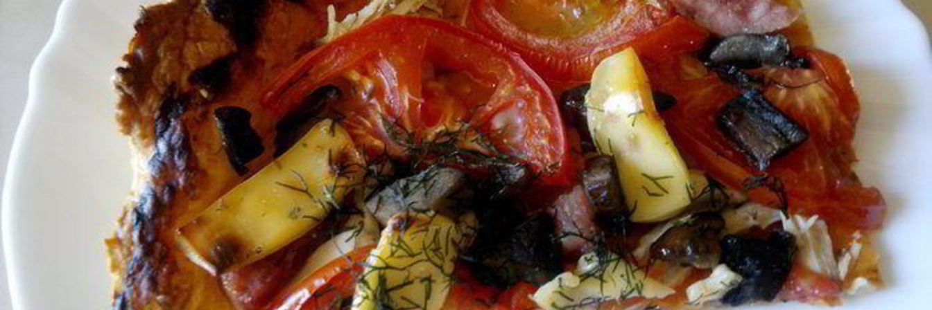 Слоеная пицца с копченой грудкой