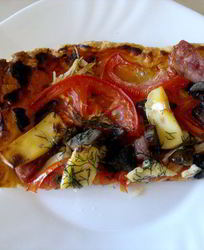 Слоеная пицца с копченой грудкой