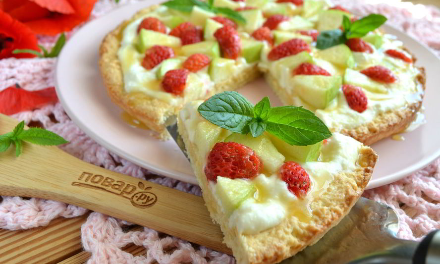 Рецепт яблочной пиццы с карамелью