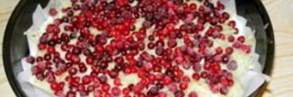 шарлотка с брусникой и яблоками