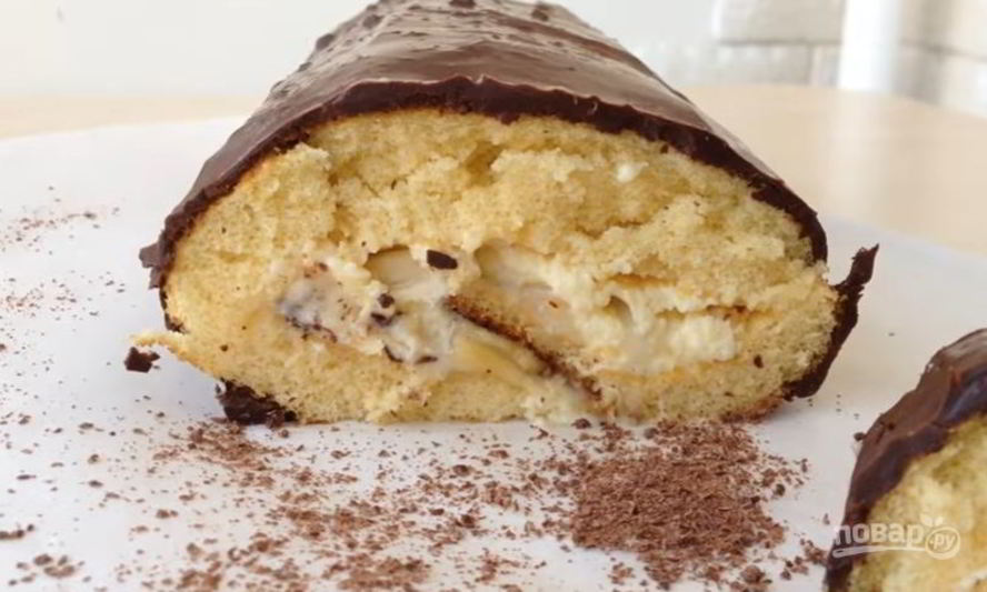 Рецепт шоколадна-бананового рулет