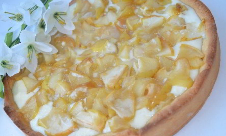 Рецепт песочного творожника с яблочной начинкой