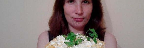 блинный торт с грибами и курицей